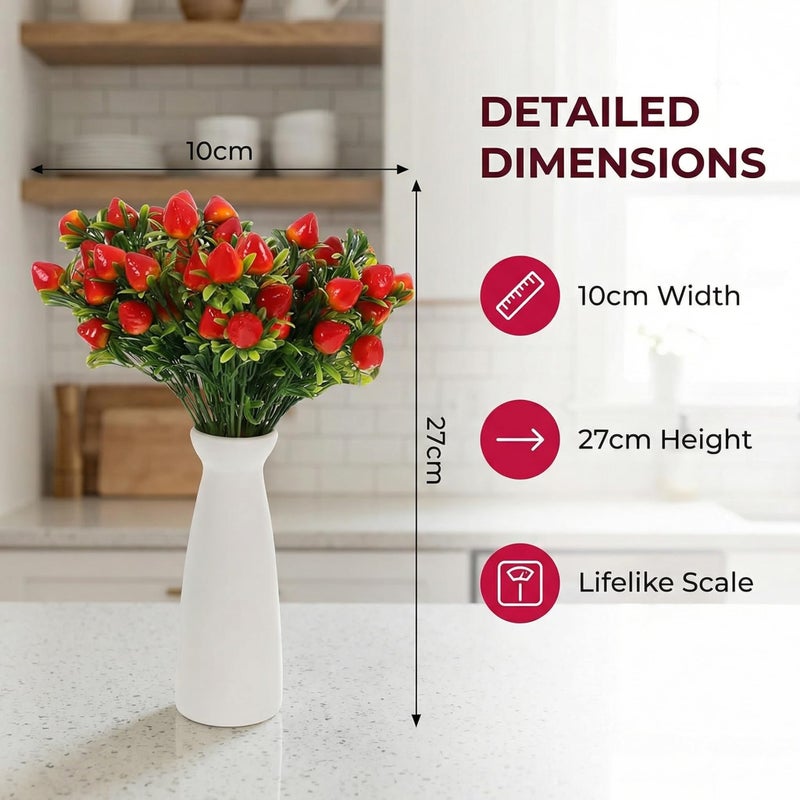 Wionin 6pcs Simulated Strawberry Plant Decor Artificial Strawberry Branch Fake Stem Flower Bouquet for Home Indoor Table Decor - Image 4