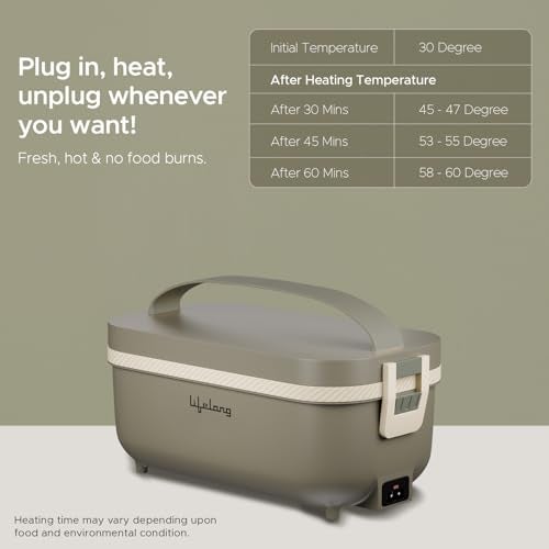 Lifelong Electric Lunch Box | Food Warmer | Set of 4 (2pcs 300ml + 2pcs 175ml) Retains Nutrients & Keeps Food Fresh |Radiation-Free, Plug-and-Heat |Portable, Durable, Shock-Proof | Hot Meals (LLELB01) - Image 3