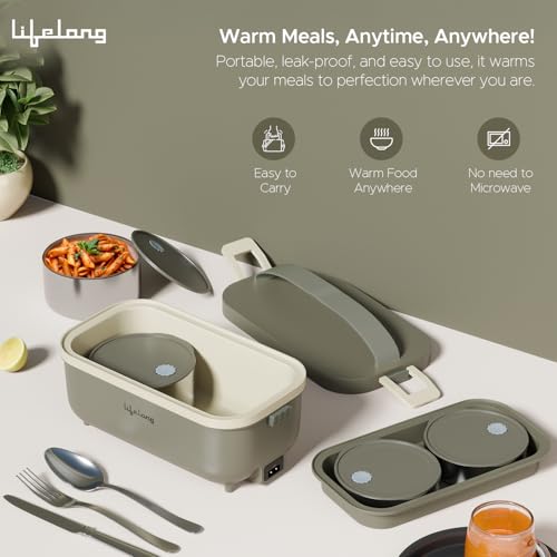 Lifelong Electric Lunch Box | Food Warmer | Set of 4 (2pcs 300ml + 2pcs 175ml) Retains Nutrients & Keeps Food Fresh |Radiation-Free, Plug-and-Heat |Portable, Durable, Shock-Proof | Hot Meals (LLELB01) - Image 2