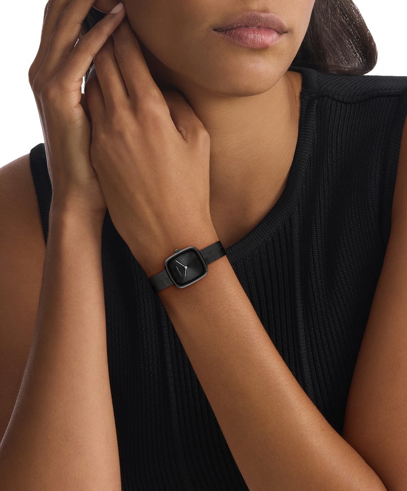 CALVIN KLEIN Rectangle Analog Women'S Ionic Plated Black Steel Case  Watch - Image 4
