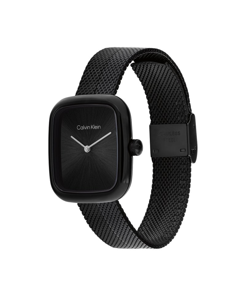 CALVIN KLEIN Rectangle Analog Women'S Ionic Plated Black Steel Case  Watch - Image 1