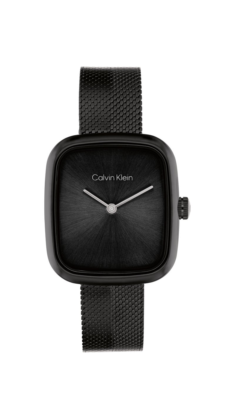 CALVIN KLEIN Rectangle Analog Women'S Ionic Plated Black Steel Case  Watch - Image 3