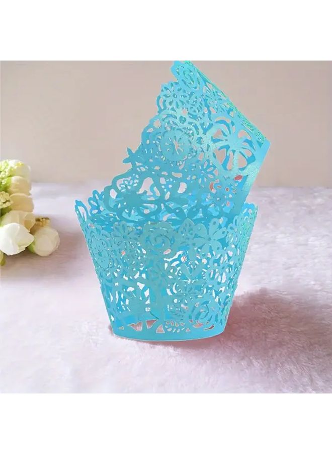 30 Pcs Pink Hollow Flower Cluster Cup Cake Edging European Muffin Baking Lace Paper Cup Decoration For Birthday Wedding Christmas Party - Image 5