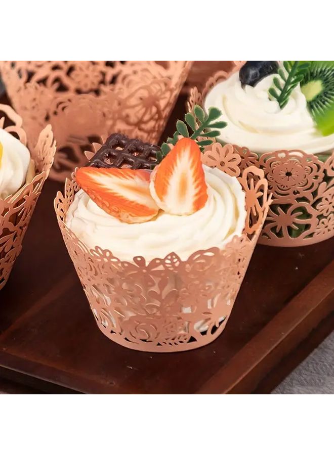 30 Pcs Pink Hollow Flower Cluster Cup Cake Edging European Muffin Baking Lace Paper Cup Decoration For Birthday Wedding Christmas Party - Image 4