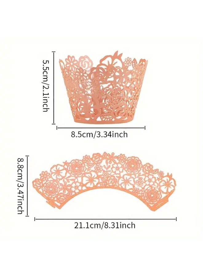 30 Pcs Pink Hollow Flower Cluster Cup Cake Edging European Muffin Baking Lace Paper Cup Decoration For Birthday Wedding Christmas Party - Image 3