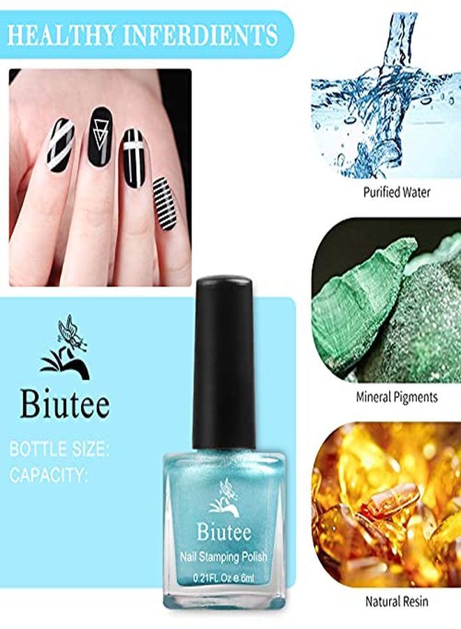 Biutee Nail Stamping Polish 12 Colors 6Ml Air Dry Special Polish Manicure Print Nail Polish For Stamping Plates Solid Color Nail Polish Gift Box Nail Varnish Lacquer Nail Art Stamp Gel Polish Set  - Image 2