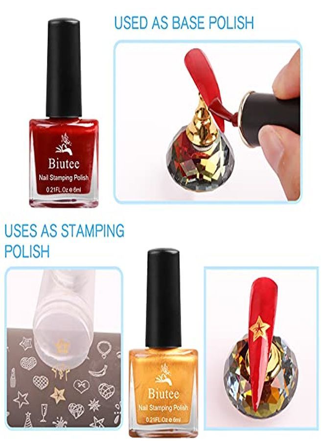 Biutee Nail Stamping Polish 12 Colors 6Ml Air Dry Special Polish Manicure Print Nail Polish For Stamping Plates Solid Color Nail Polish Gift Box Nail Varnish Lacquer Nail Art Stamp Gel Polish Set  - Image 4