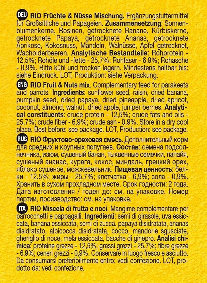 RIO Fruit And Nuts Mix Natural Treats For Birds 160g - Image 4