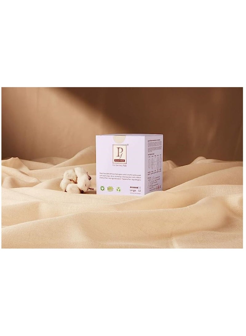 PLASTFREE Organic Large Sanitary Pads Single Pack 12 Pads - Image 4