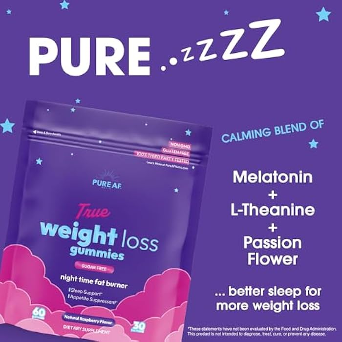 Night Time Fat Burner Gummies, Sleep Supplement & Weight Loss | Skinny Vitamin | Appetite Suppressant & Metabolism Booster | Nighttime Diet Gummies for Women & Men - Image 3
