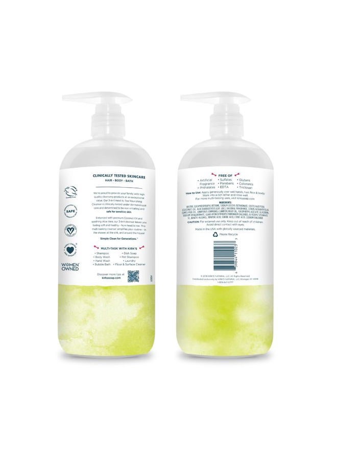Kirk's 3-in-1 Castile Liquid Soap by + Travel Size Bar Soap (1.13 oz.) | Head-to-Toe Natural Shampoo, Face Soap & Body Wash for Men, Women & Children | Juniper & Lime Scent | 32 Fl Oz. - 2 Pack - Image 2