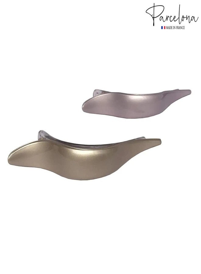 Parcelona French Brill Beak Flamingo Set of 2 Large Golden Beige N Lilac Grey Salon Hinge Side Slide In Alligator Hair Clip Clamp - Image 5