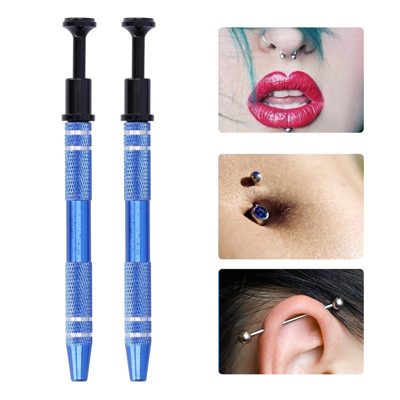 comfrt 2pcs Jewelry Prong Tweezer Blue 4 Prongs Piercing Ball Grabber Tool for Grab Small Bead - Image 2