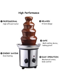 Festive Gallery Stainless Steel Chocolate Fondue Fountain for Party (4 Tiers, 2-lbs Capacity)  - Image 2