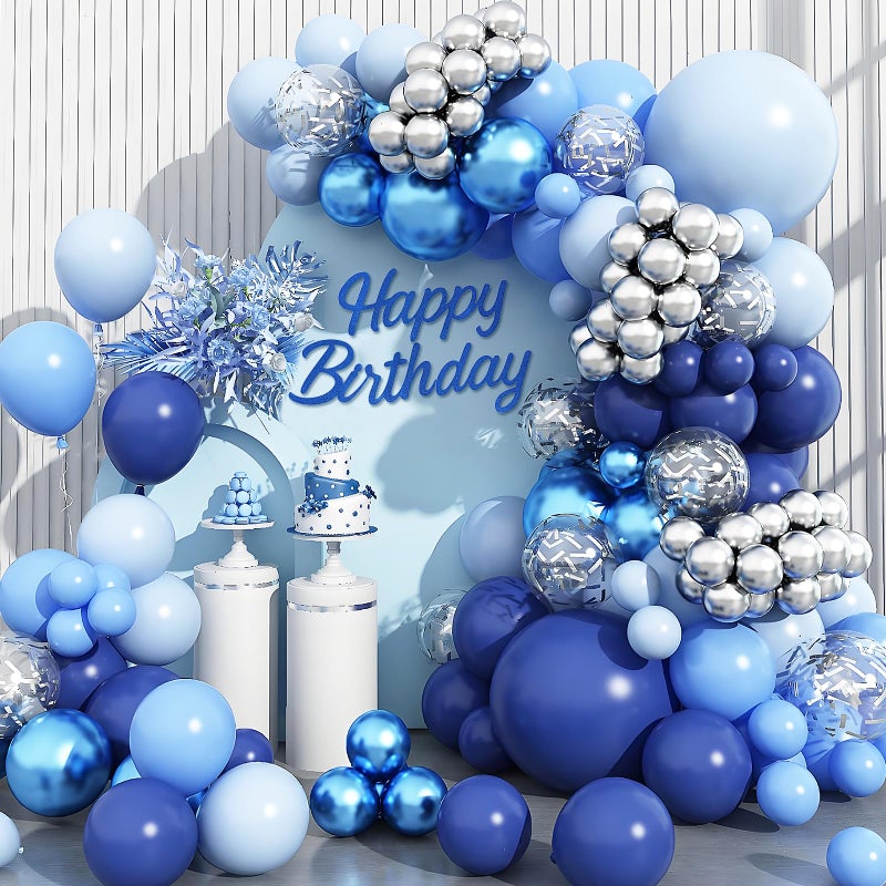MASTRON Happy Birthday Sign for Backdrop, Glitter Blue 22 X 14 'Happy Birthday' Decal Letters Sticker Balloon Arch Backdrop for Unisex All Ages Men Women Birthday Party Supplies Decorations - Image 3