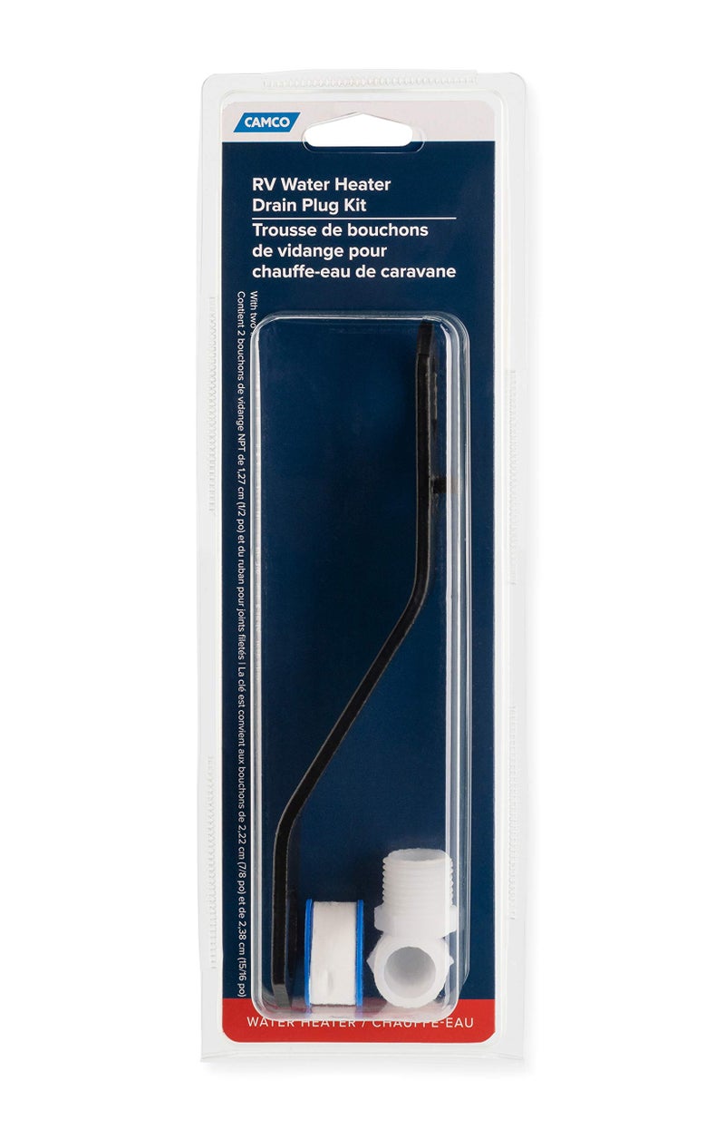 Camco RV Water Heater Drain Plug and Wrench Kit | Designed for RV & Camper Water Heater Drain Plugs | Fits 7/8" & 15/16" Drain Plugs | Angled Design Allows You to Reach Tight Spots (11633) - Image 2