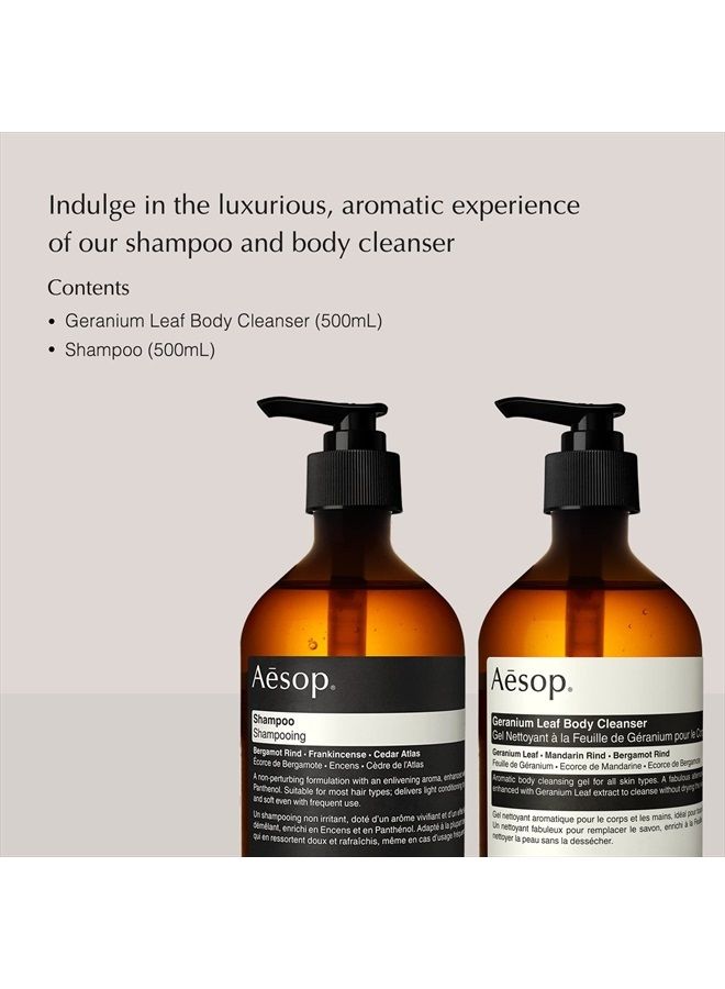 Aesop Geranium Leaf Body Cleanser and Shampoo, | 500mL/16.67oz | Paraben, Cruelty-free & Vegan - Image 2
