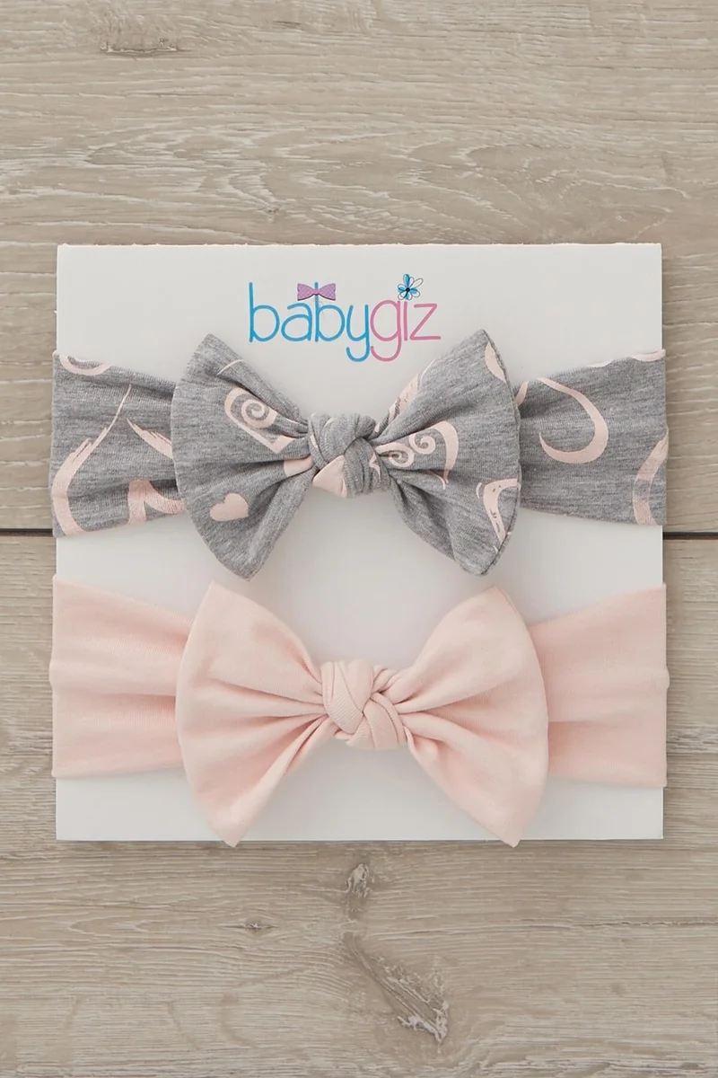 بيبيجيز Handmade Soft Bow Tie Natural Cotton Combed Cotton Double Baby Kids Girls Bandana Powder Gray