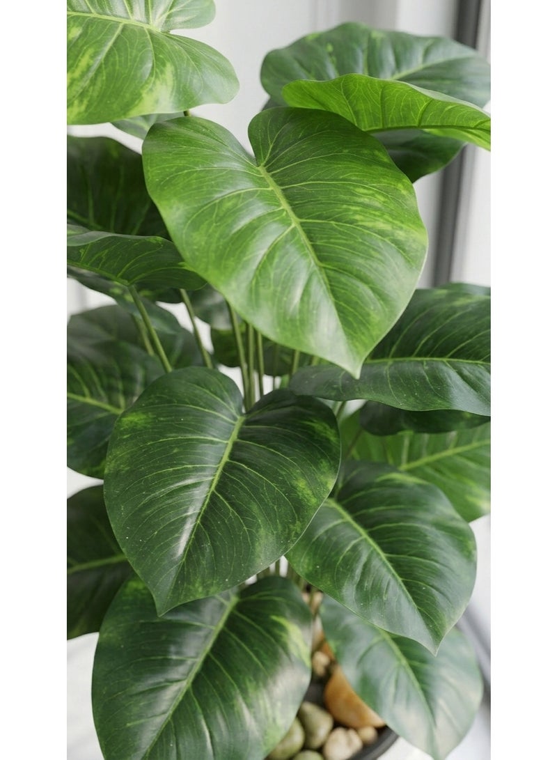 نبات ديكور صناعي طويل داخلي في أصيص أرضي عصري – شجرة زينة فاخرة للمداخل وغرف المعيشة والمكاتب – تصميم واقعي بلمسة طبيعية ووعاء مخطط أنيق - Image 3