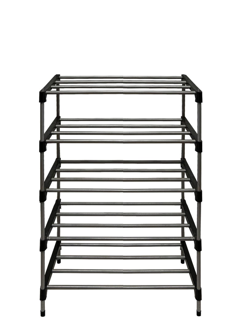 SANAMSTORE Metal 5 Tier Rack Shoe/Clothes/Books Stand Rack with Cover for Home (Need to Be Assemble - DIY) -Black - Image 5