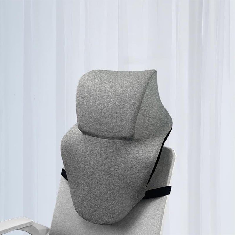 Shapeazy Office Chair Headrest, Adjustable Neck Support Pillow with Removable Washable Cover - Head Rest Attachment for Office Chairs and Wheelchairs, Neck Pillow for Desk Chair Napping (Grey) - Image 1