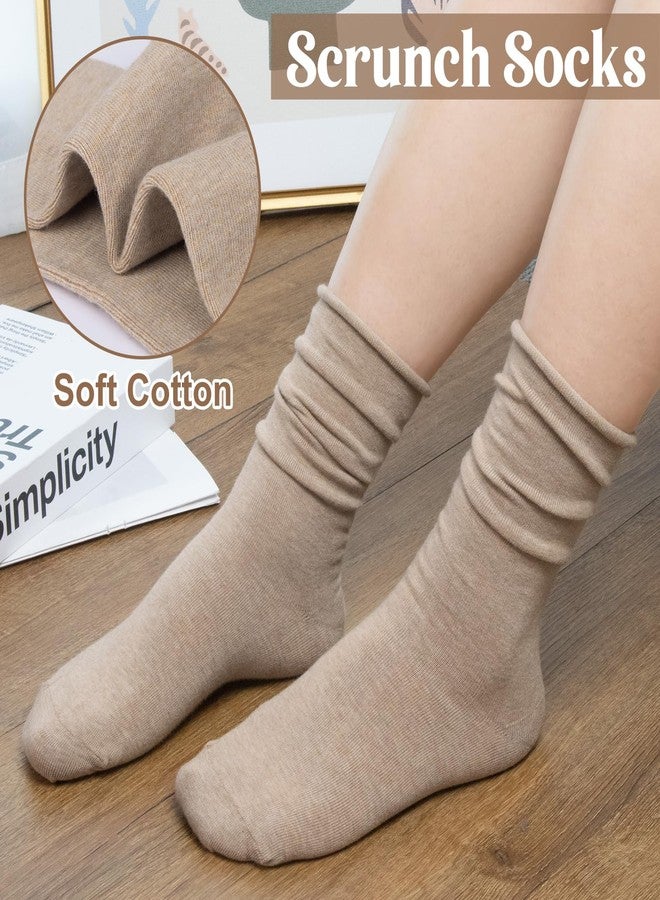 شاليير جوارب شاليه النسائية المترهلة، 5 أزواج، جوارب قطنية طويلة مع حافة علوية ملفوفة لطيفة، جوارب كاجوال طويلة تصل إلى منتصف الساق - Image 5