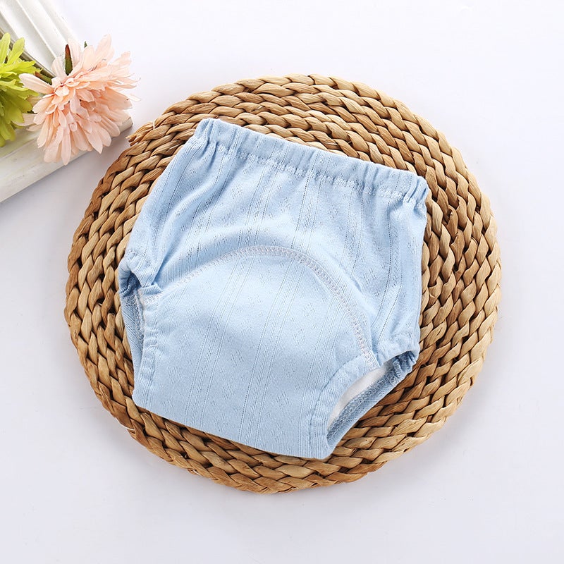 Baby Training Pants Baby Cotton Breathable Waterproof Toilet Gauze Washable Quick-drying Learning Underwear for Boys and Girls Light blue