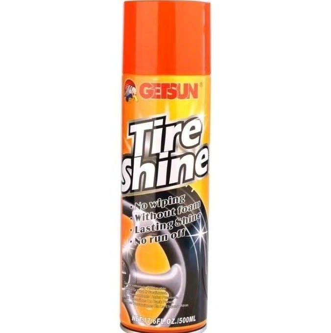 GETSUN Tire Shine Spray 500ml – Wheel Cleaner Restores Deep Black Gloss & Protects Car Tires G-7130 - Image 1