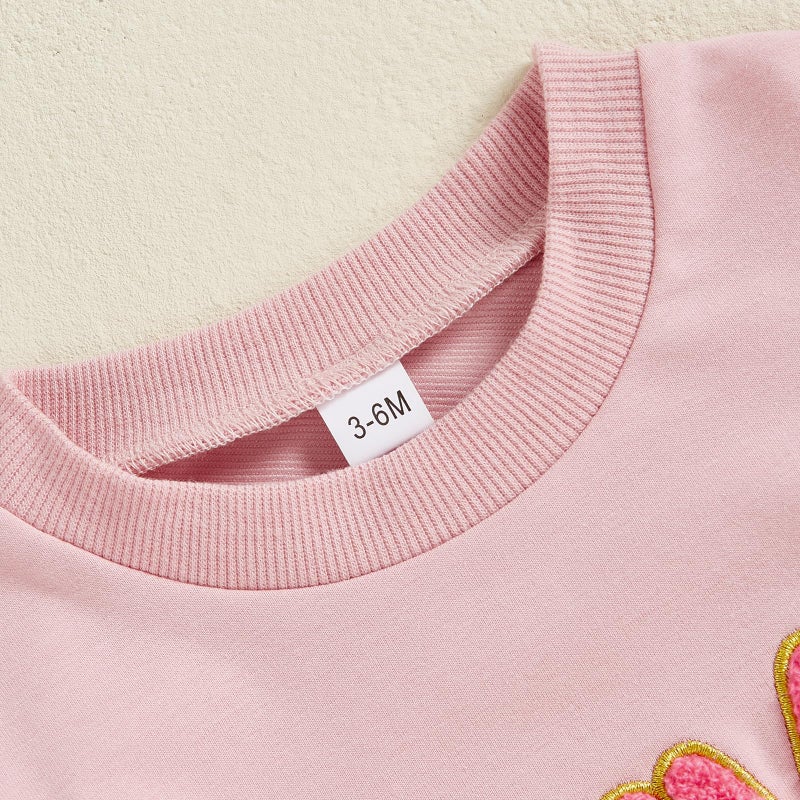Lucikamy Newborn Baby Boy Girl Valentine's Day Outfits Sweatshirt Romper Infant Long Sleeve One Piece Romper Spring Clothes (O pink love, 0-3 Months) - Image 5