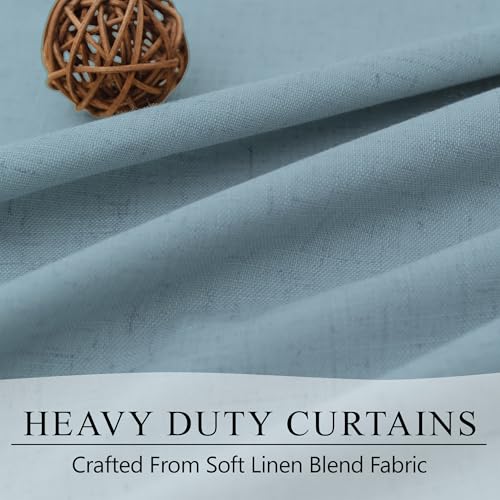 DANCURTON Dusty Blue Drapes 84 Inch Length 2 Panels for Bedroom Aesthetic 100% Blackout Cute Curtains for Nursery Weather Curtain Thermal Insulated Energy Efficient Cotton Linen Back Tab Pleated Stone Blue Grey - Image 3