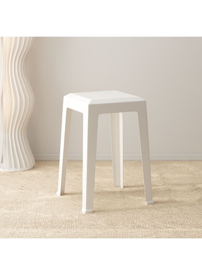 DANUBE HOME Sorfey Stool Light Weight Single Backless Chair PP Material Modern Design 1 Seater Chair For Living Room Dining Room Indoor Furniture L28xW28xH47cm -White