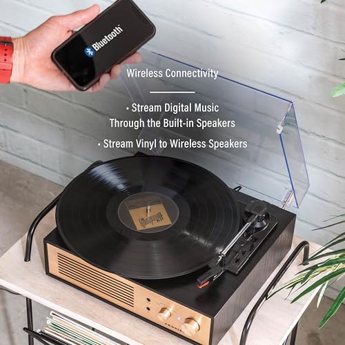 Crosley CR6045A-BK Miles 3-Speed Bluetooth in/Out Record Player Turntable with Built-in Speakers, Black - Image 3