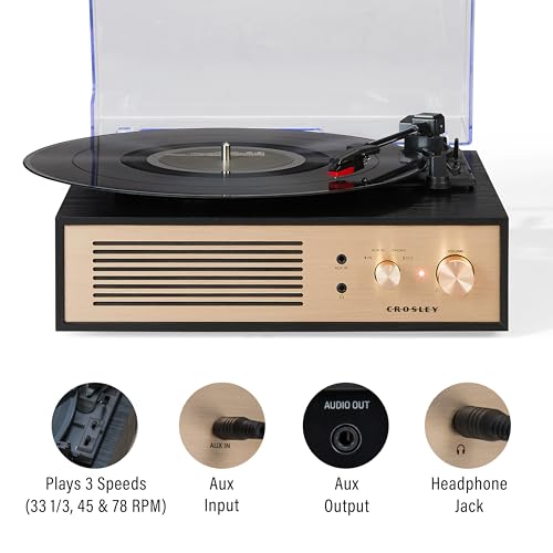 Crosley CR6045A-BK Miles 3-Speed Bluetooth in/Out Record Player Turntable with Built-in Speakers, Black - Image 2