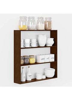 Tungstun Tungstun Decor Wooden Wall Mounted Racks ShelfWall Shelves for Kitchen Storage BoxesKitchen Organizer ItemsDecorative Wall Mounted Rack 3Tire Brown 