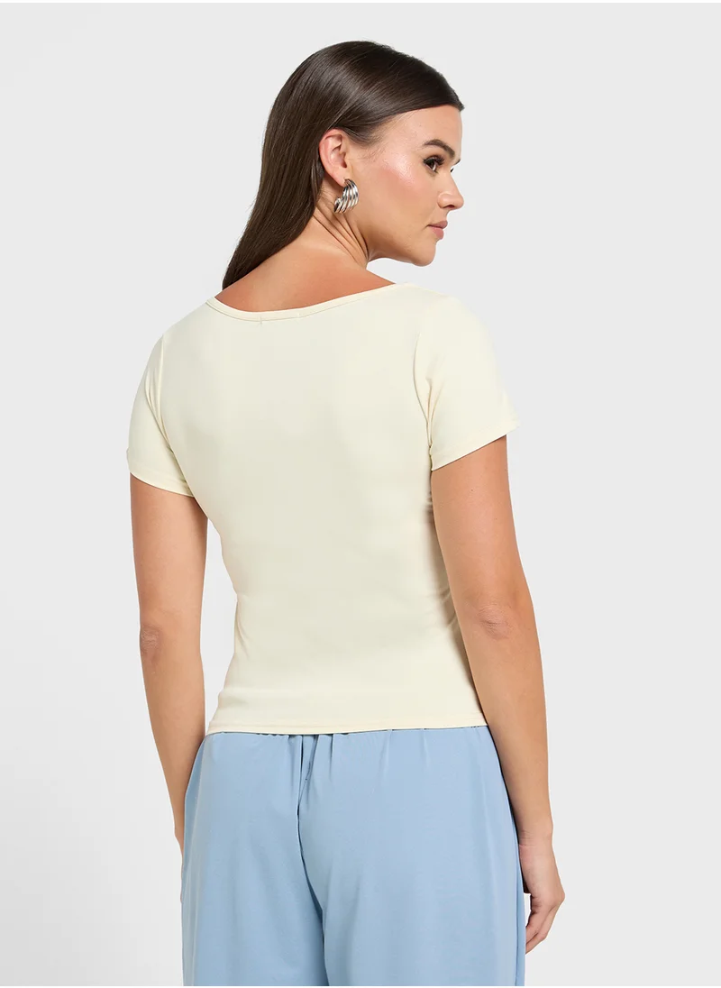 Ginger Basics Scoop Neck Seamless T-Shirt With Bra Top