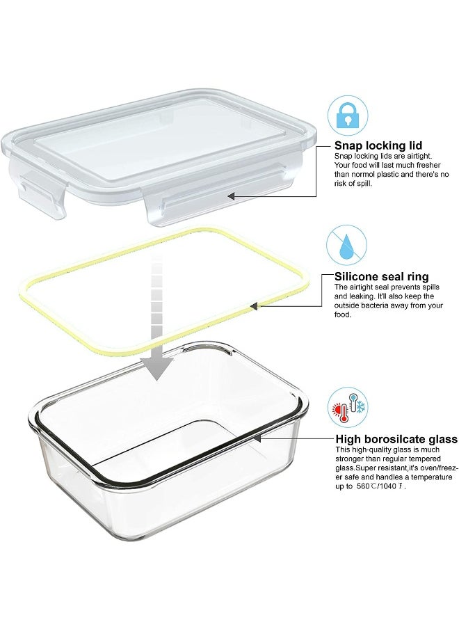 BLACKSTONE - Glass Food Container with Airtight Lid Square Shape 1220ml - Image 1