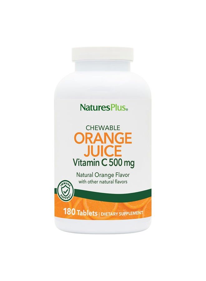 Nature's Plus NaturesPlus Orange Juice Vitamin C 500 mg - 180 Chewable Tablets, Pack of 2 - Promotes Optimal Immune Health - Gentle on Your Stomach - Vegan, Gluten Free - 360 Total Servings - Image 1