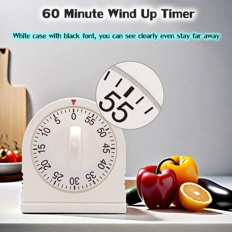NUOSWEK 60 Minute Wind Up Timer  Visual Mechanical Timer With Loud Alarm  Manual Countdown Timers For Classroom  Home  Study And Cooking (2 Pack) - Image 2