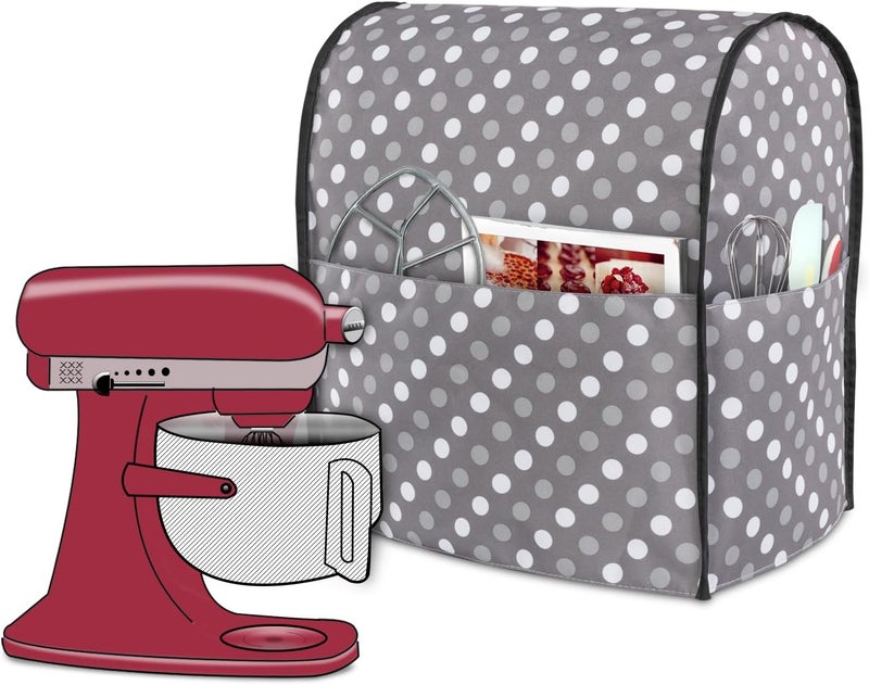 LUXJA Dust Cover Compatible with 6-8 Quart Stand Mixer, Cloth Cover with Pockets for Stand Mixer and Extra Accessories (Compatible with 6-8 Quart Stand Mixer), Gray Dots Demand fit global economical quality - Image 1