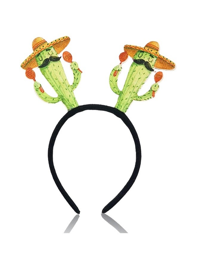 Doneace Hawaiian Party Headband Cactus Hair Hoop Green Head Boppers Headwear Tropical Party Decorations Aloha Luau Party Decor Cartoon Hair Supplies Summer Beach Pool Hair Accessories for Adult Kids1PCS - Image 1