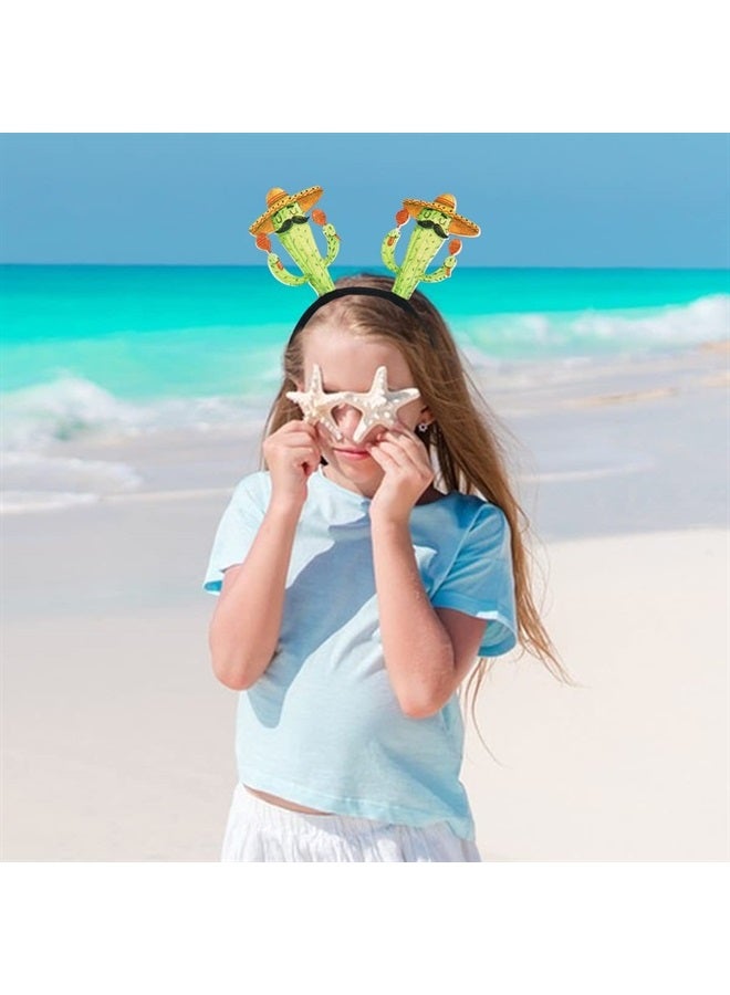 Doneace Hawaiian Party Headband Cactus Hair Hoop Green Head Boppers Headwear Tropical Party Decorations Aloha Luau Party Decor Cartoon Hair Supplies Summer Beach Pool Hair Accessories for Adult Kids1PCS - Image 5