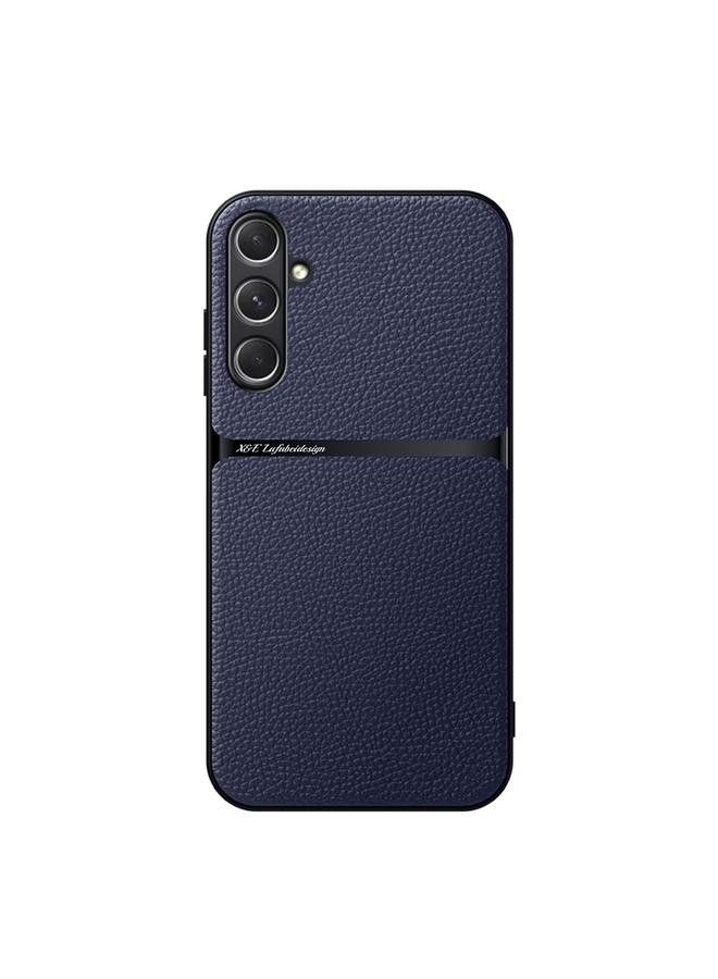 For Samsung Galaxy A25 5G Litchi Leather Magnetic Full Coverage Shockproof Phone Case(Navy Blue)