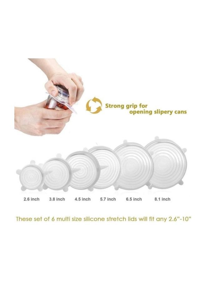NIBEMINENT 6-Piece Stretchable Silicone Lid Set Clear  - Image 2