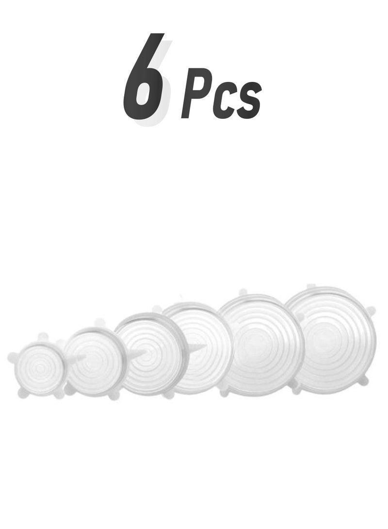 NIBEMINENT 6-Piece Stretchable Silicone Lid Set Clear  - Image 1