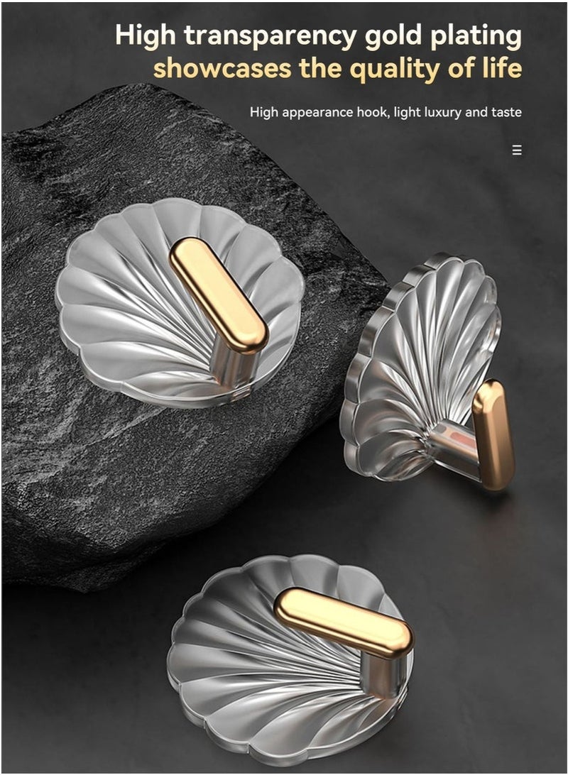 LEOKOR 8 Pcs Multipurpose Acrylic Wall Storage Hook Decorative Gold Hook Strong Adhesive Wall Hooks - Image 4