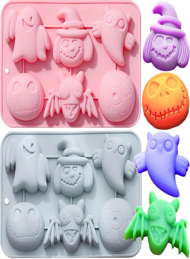 LLPMutu Halloween Silicone Molds Halloween Chocolate Molds 3D Silicone Candy Molds Halloween Baking Mold Halloween Ghosts Pumpkins Eyes Bats Skeletons Silicone Molds for Candy Cookie Jelly Cake Soap Ice Decor - Image 1