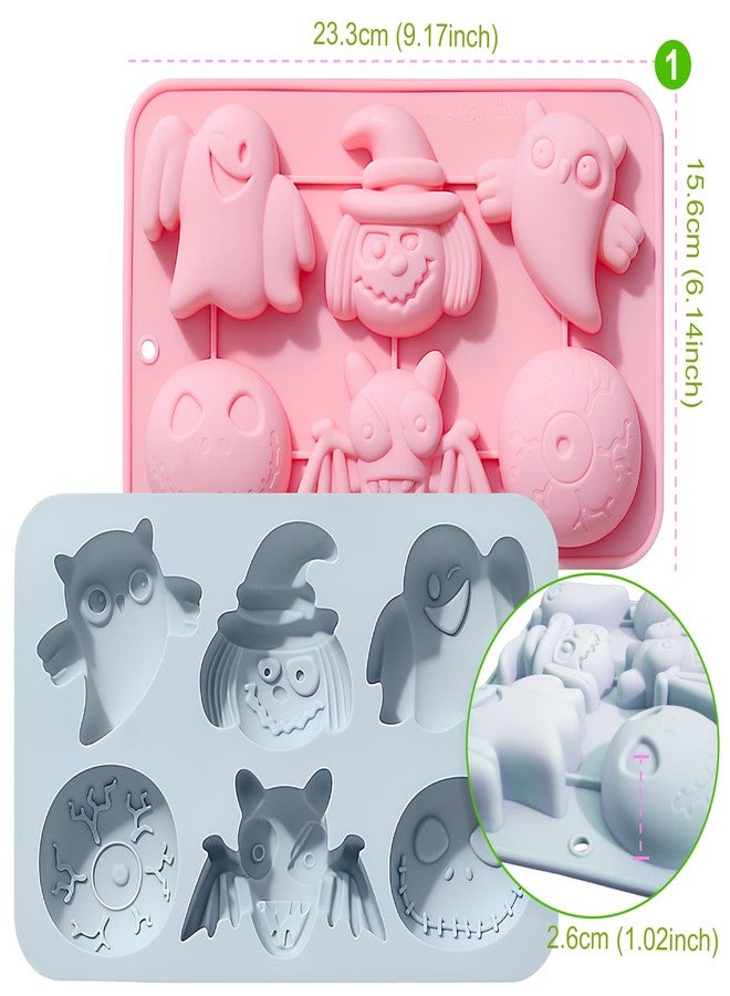 LLPMutu Halloween Silicone Molds Halloween Chocolate Molds 3D Silicone Candy Molds Halloween Baking Mold Halloween Ghosts Pumpkins Eyes Bats Skeletons Silicone Molds for Candy Cookie Jelly Cake Soap Ice Decor - Image 4