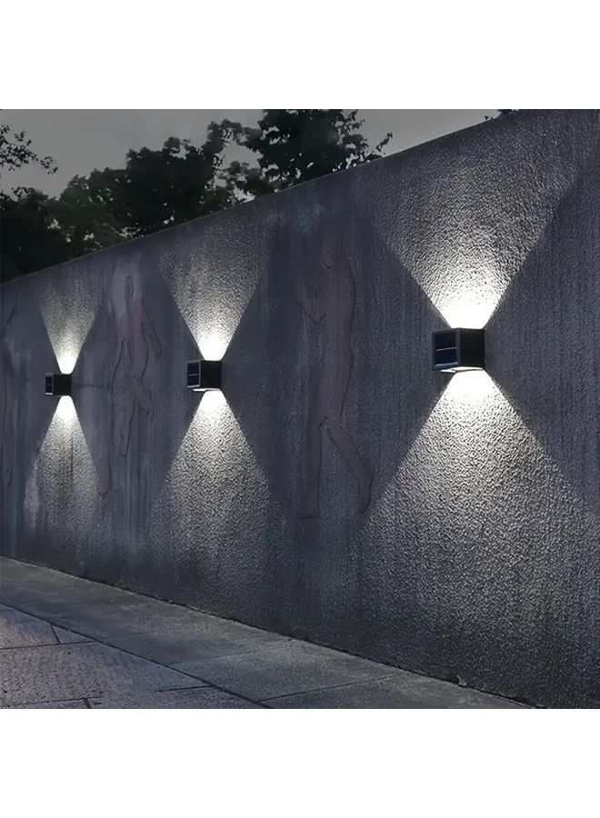 2 Pcs Solar Powered Dual Directional Wall Lights Smart Sensor White Light - Image 1