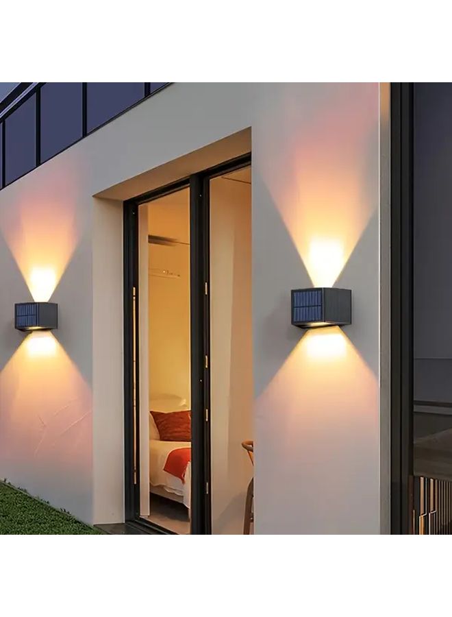 2 Pcs Solar Powered Dual Directional Wall Lights Smart Sensor White Light - Image 2