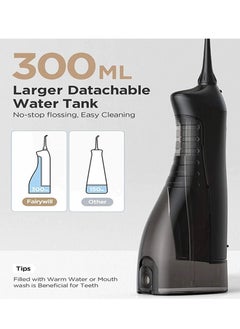Fairywill Portable Oral Irrigator USB Rechargeable Dental Water Flosser Jet Irrigator Dental Teeth Cleaner 3 Modes 300ML  - Image 3